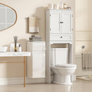 Mobiletto Pensile da Bagno Sospeso 30x34x79,4 cm con Cassetto Anta Lucida e Ripiano in Vetro in MDF Bianco      