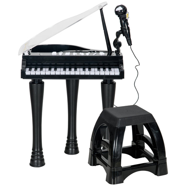 Mini Pianoforte Giocattolo per Bambini a 32 Tasti con Sgabello Microfono Musiche Luci e Gambe Rimovibili Nero online