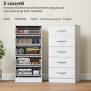 Cassettiera 5 Cassetti 40x35x85 cm dallo Stile Moderno in Truciolato Bianco      