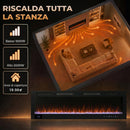 Camino Elettrico da Incasso 152,4x9,4x47 cm con Effetto Fiamma 3 Modalità di Riscaldamento e Telecomando in Acciaio Nero      