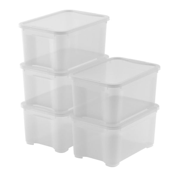 online Set 5 Contenitori Rettangolari 38x26x19 cm in Plastica Keter T Box XS Trasparente
