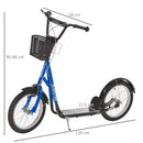 Monopattino per Bambini Ruote da 16 in Metallo Blu e Nero