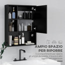 Armadietto con Specchio da Bagno con Mensole a Giorno 60x15x76cm Nero  