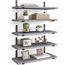 Set 5 Mensole da Parete 40x12x1,5 cm Scaffali da Muro con Staffe in Metallo Grigio      