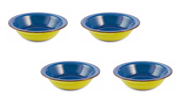acquista Set 4 Piatti Fondi Ø21,5x5,5 cm in Gres VdE Tivoli 1996 Baita Verde e Blu