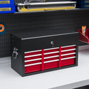 Cassetta per Attrezzi a 6 Cassetti 60x26x34 cm con Serratura in Acciaio Nero e Rosso   