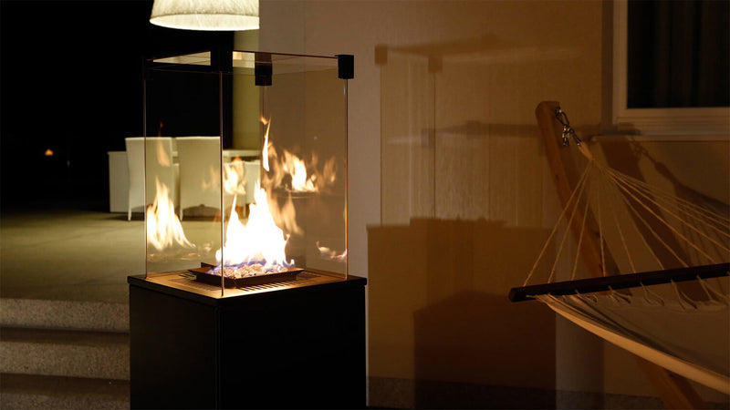 Stufa a Gas da Esterno cm 155,3x48,2x48,2 Flig Gastonia Ossido Grigio con Telecomando e Vetri