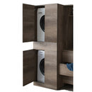 Mobile Lavanderia a Colonna per Lavatrice o Asciugatrice con Asse da Stiro e Ante 70x70x192A cm in Nobilitato Unika Olmo Bianco