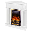 Camino Elettrico da Pavimento ad Angolo 100x100x50 cm Effetto Fiamma 2000W Marina & Meridian Bianco