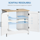 Mobile Sotto Lavabo Bagno 60x33x60 cm Base con Ante in MDF Bianco e Legno  