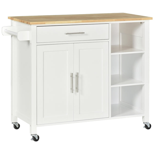 Cabinet Küchenwagen 107,5 x 48 x 89 cm mit Rädern aus weißem MDF-Holz acquista