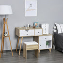 Consolle Trucco 105x45x123 cm con Specchio 4 Cassetti e Sgabello 