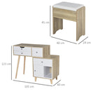 Consolle Trucco 105x45x123 cm con Specchio 4 Cassetti e Sgabello 