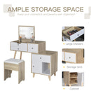 Consolle Trucco 105x45x123 cm con Specchio 4 Cassetti e Sgabello 