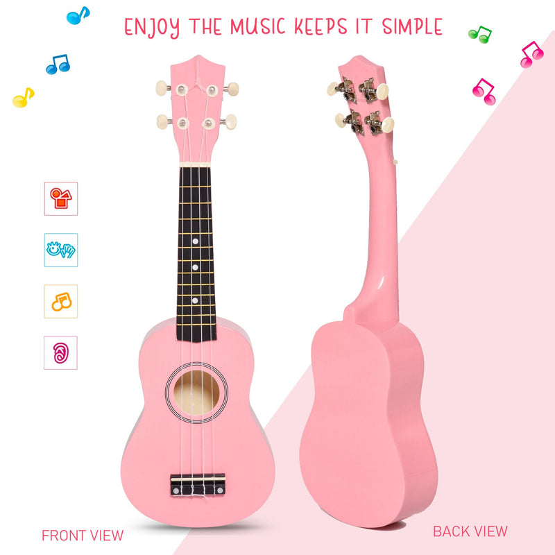 Ukulele Soprano in Legno con Accessori  Rosa