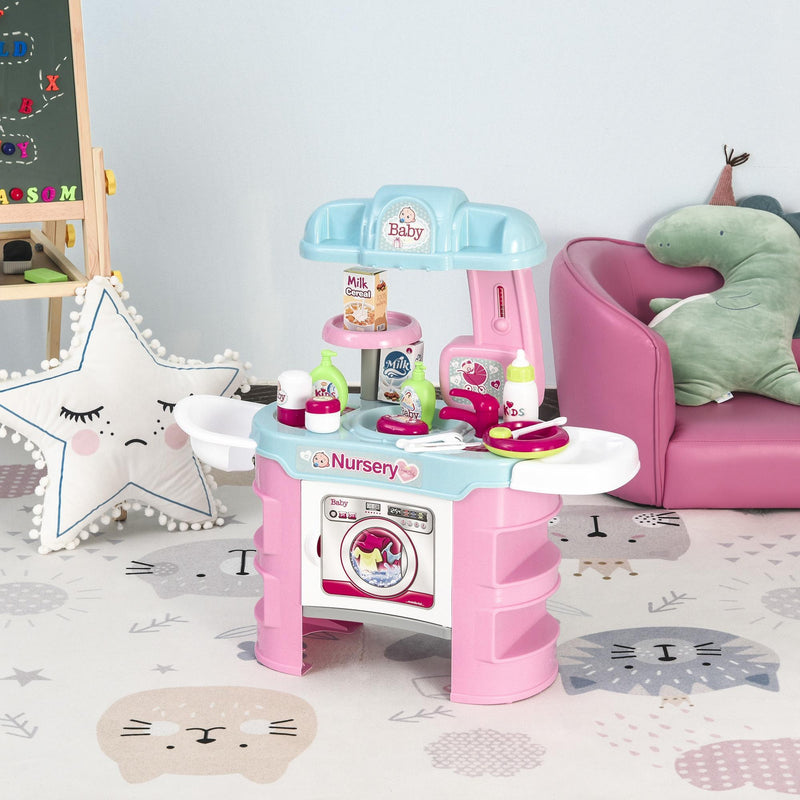 Postazione Bagno Giocattolo per Bambini con 25 Accessori  Azzurro e Rosa