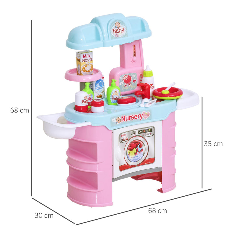 Postazione Bagno Giocattolo per Bambini con 25 Accessori  Azzurro e Rosa
