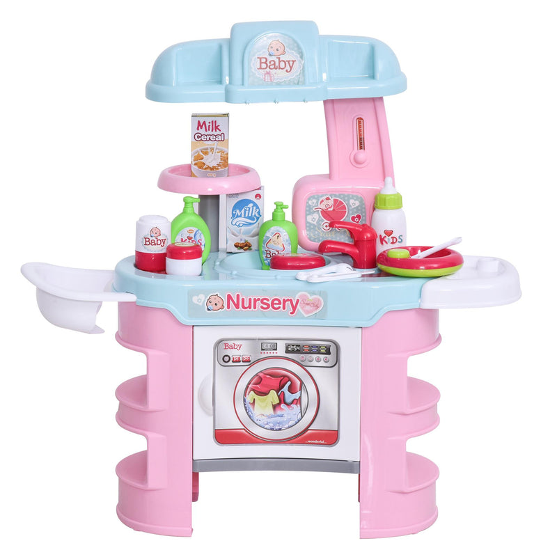 Postazione Bagno Giocattolo per Bambini con 25 Accessori  Azzurro e Rosa