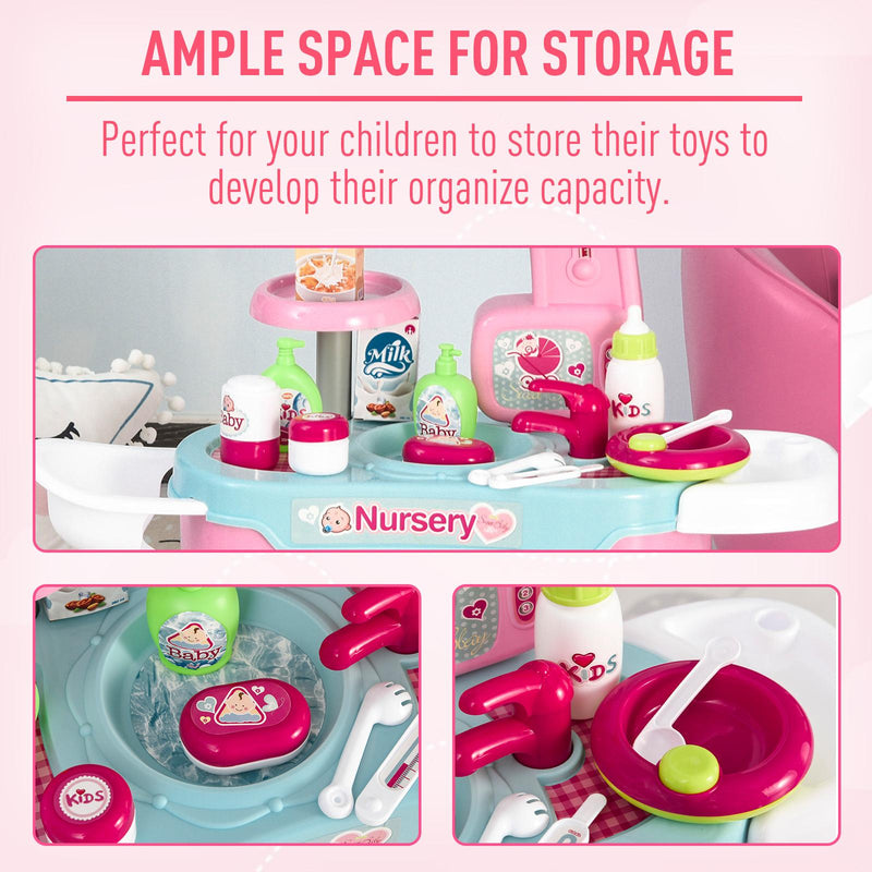 Postazione Bagno Giocattolo per Bambini con 25 Accessori  Azzurro e Rosa