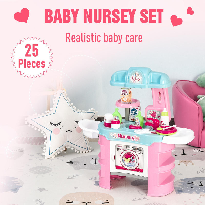 Postazione Bagno Giocattolo per Bambini con 25 Accessori  Azzurro e Rosa