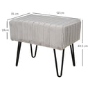 Panca Imbottita 50x35x43,5 cm in Metallo e Peluche  Grigia