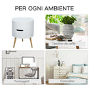 Tavolino Basso Ø38x48,3 cm con Apertura a Rotazione e Vassoio Rimovibile  Bianco