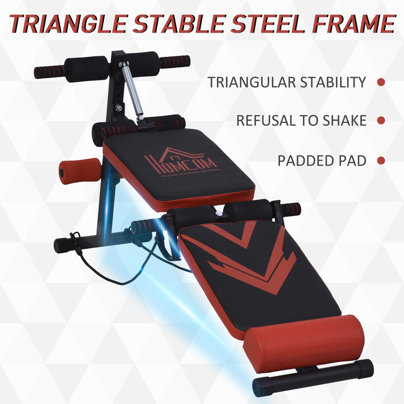 Panca Fitness per Addominali Inclinata Multifunzione Regolabile  Nera e Rossa