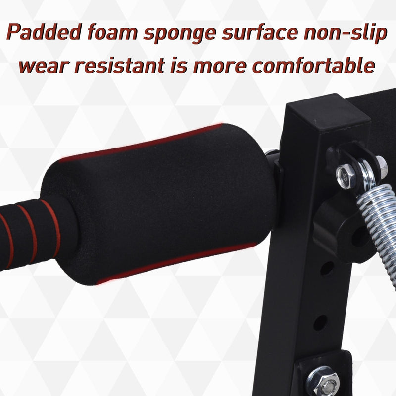 Panca Fitness per Addominali Inclinata Multifunzione Regolabile  Nera e Rossa