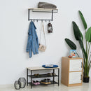 Appendiabiti Panchina per Ingresso con Scarpiera in Legno e Metallo  Nero