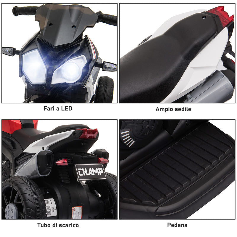 Moto Elettrica per Bambini 6V  Nera e Rossa