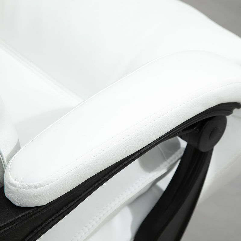 Sedia Poltrona Relax da Ufficio Presidenziale in Similpelle con Poggiapiedi  Bianca