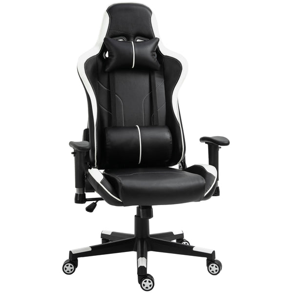 Ergonomischer Gaming-Stuhl 72x54x126-136 cm aus schwarzem und weißem PVC prezzo