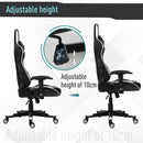 Sedia da Gaming Ergonomica 72x54x126-136 cm in PVC  Nera e Bianco