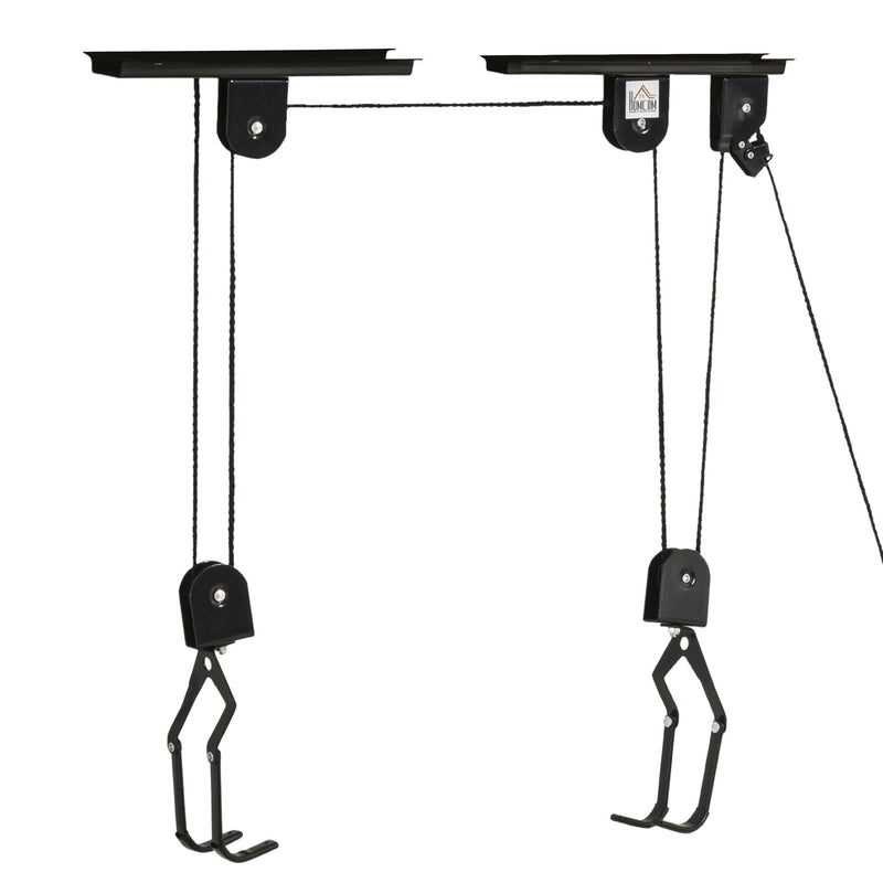 Supporto per Bici Paranco da Soffitto Max 20 Kg in Acciaio  Nero