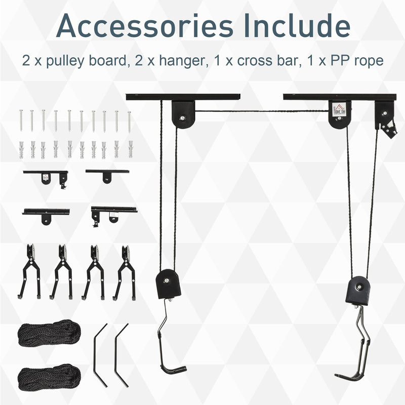 Supporto per Bici Paranco da Soffitto Max 20 Kg in Acciaio  Nero