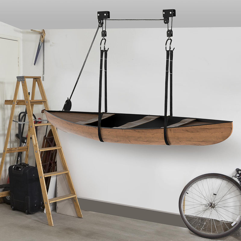 Supporto per Kayak Paranco da Soffitto Max 50 Kg in Acciaio  Nero