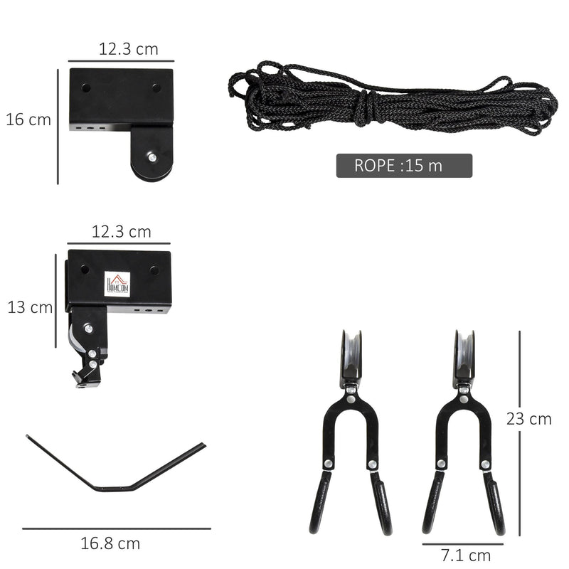 Supporto per Kayak Paranco da Soffitto Max 50 Kg in Acciaio  Nero