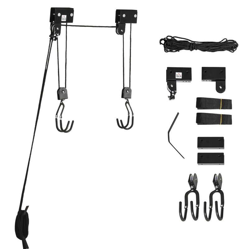 Supporto per Kayak Paranco da Soffitto Max 50 Kg in Acciaio  Nero