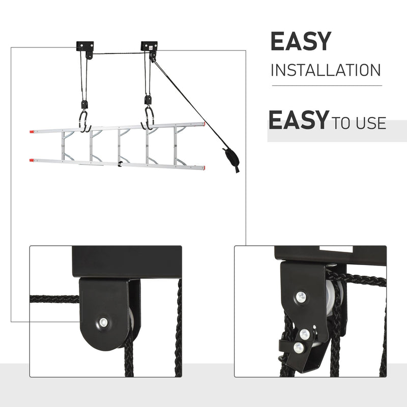 Supporto per Kayak Paranco da Soffitto Max 50 Kg in Acciaio  Nero