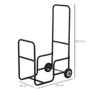 Portalegna per Camino 56x40x90,5 cm con Ruote in Acciaio  Nero