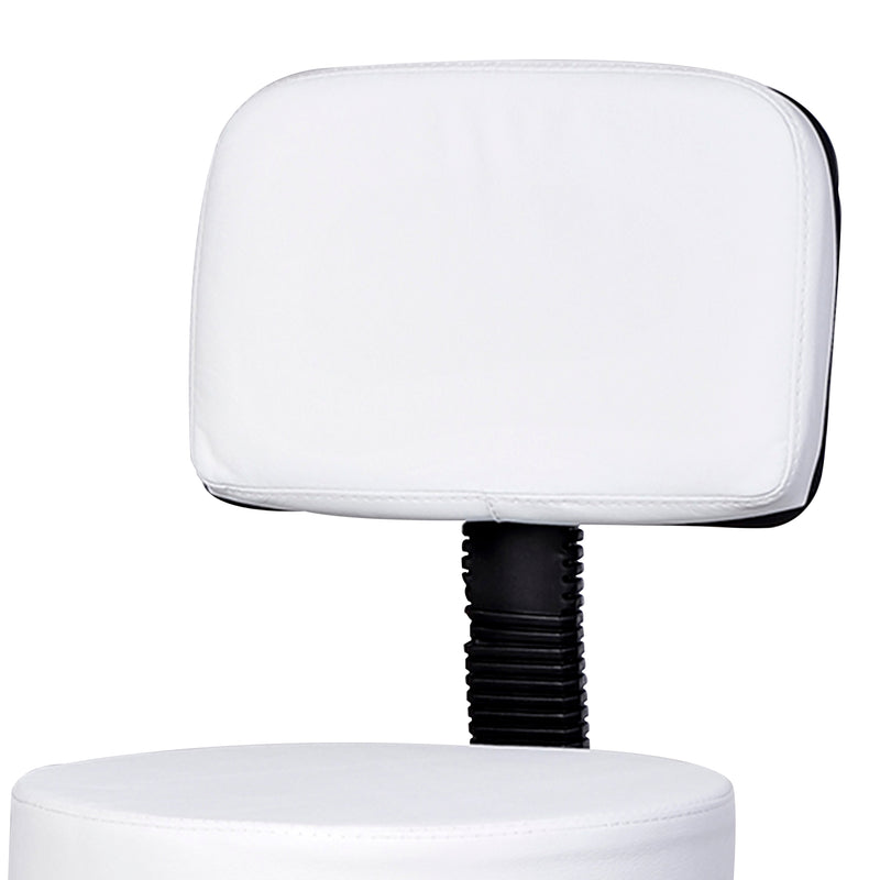 Sgabello per Parrucchieri con Schienale in Similpelle  Bianco