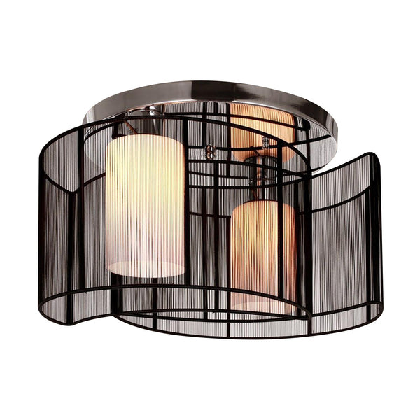 sconto Einbauleuchter 2 Lampenschirme E27 Ø40x25 cm aus schwarzem Metall