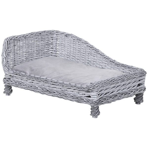 acquista Chaiselongue-Zwinger für Haustiere 69 x 42 x 33 cm aus grauem Korbgeflecht