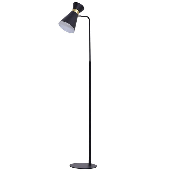 sconto Stehlampe mit E27-Lampenschirm aus schwarzem Metall