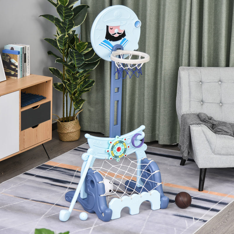 Canestro Golf Calcio Centro Attività 4 in 1 per Bambini 