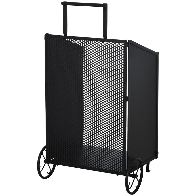 Carrello Portalegna 51,5x45,5x91,5 cm con Ruote in Ferro  Nero