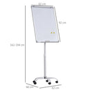 Lavagna Magnetica 62x60x194 cm con Ruote e Accessori  Bianca