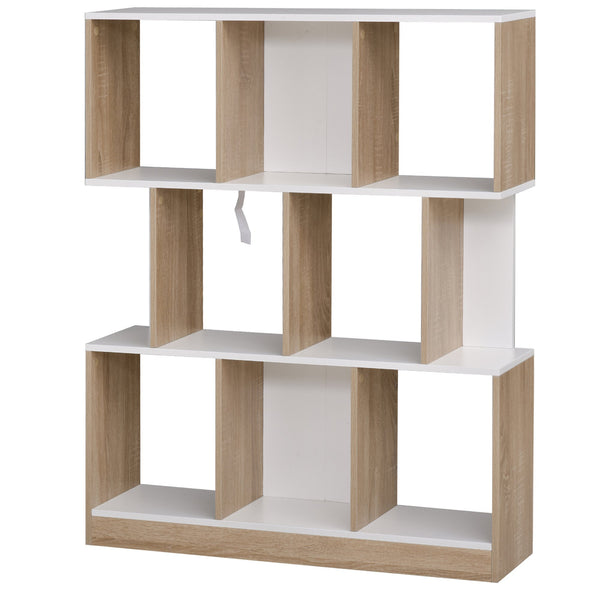 acquista Bücherregal 8 Regale 100 x 30 x 124 cm in Eiche und weißem MDF