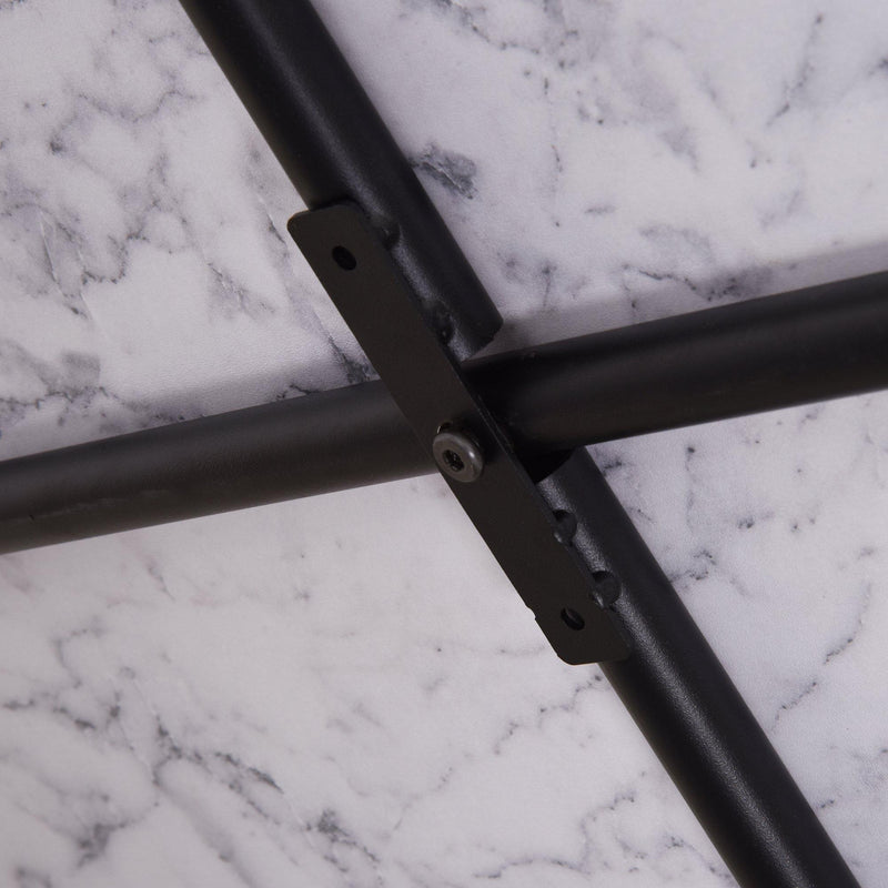 Tavolino Basso Ø80x45,5 cm in Metallo e Legno Effetto Marmo 