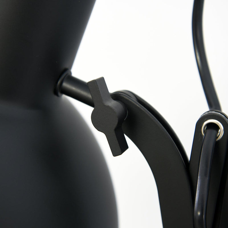 Lampada da Terra con Paralume E27 Estraibile in Metallo  Nera